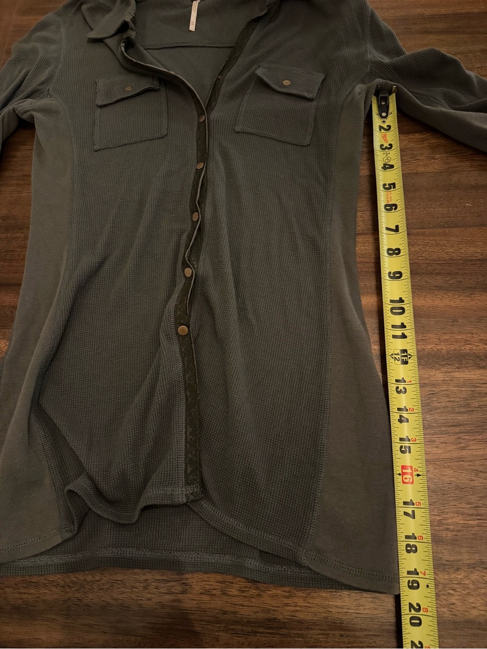 Free People Monday Morning snap button grey Long Sleeve Top - Picture 7 of 7